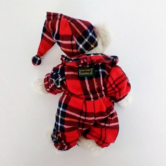 Boyds Bear Bianca T Witebred Red Plaid Pajamas and Stocking Cap 8" Plush Bear - Picture 5 of 8